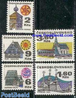 Czechoslovkia 1971 Definitives 5v Normal Paper, Mint NH, Religion - Churches, Temples, Mosques, Synagogues - Art - Arc.. - Autres & Non Classés