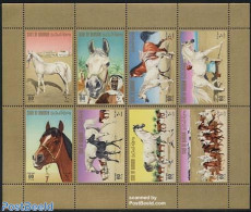 Bahrain 1975 Horses 8v M/s, Mint NH, Nature - Horses - Bahreïn (1965-...)