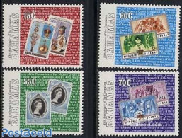 Bahamas 1993 Coronation Anniversary 4v, Mint NH, History - Kings & Queens (Royalty) - Stamps On Stamps - Familias Reales