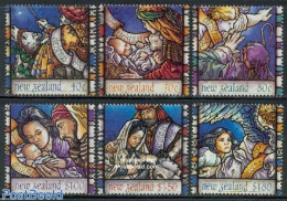 New Zealand 1996 Christmas 6v, Mint NH, Religion - Christmas - Art - Stained Glass And Windows - Nuovi