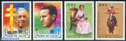 Upper Volta 1977 Famous Persons 4v, Mint NH, History - Nature - Kings & Queens (Royalty) - Politicians - Horses - Familles Royales