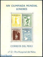 Peru 1957 Olympic Games Melbourne S/s, Mint NH, Sport - Various - Basketball - Olympic Games - Shooting Sports - Maps - Basketbal