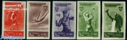 Romania 1945 Sports 5v Imperforated, Mint NH, Sport - Athletics - Sport (other And Mixed) - Swimming - Volleyball - Unused Stamps