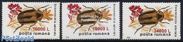 Romania 2000 Insects Overprints 3v, Mint NH, Nature - Insects - Unused Stamps