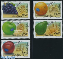 South Africa 1994 Export Fruits 5v, Mint NH, Nature - Transport - Various - Fruit - Ships And Boats - Export & Trade - Ongebruikt