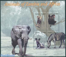 Zambia 2005 African Animals 4v M/s, Panthera, Mint NH, Nature - Animals (others & Mixed) - Cat Family - Elephants - Mo.. - Zambia (1965-...)