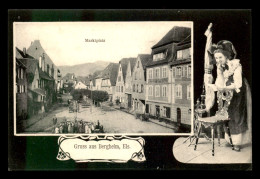 68 - BERGHEIM - MARKTPLATZ - FILEUSE ALSACIENNE - Other & Unclassified