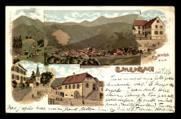 68 - ERLENBACH - WIRTSCHAFT ADRIAN - PFARRHAUS MIT KIRCHE - CARTE LITHOGRAPHIQUE GRUSS - Sonstige & Ohne Zuordnung