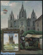 Congo Republic 1990 Olympic Games Barcelona, Paintings S/s, Mint NH, Religion - Sport - Churches, Temples, Mosques, Sy.. - Kirchen U. Kathedralen