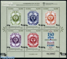 Colombia 2009 150 Years Stamps 6v M/s, Mint NH, Stamps On Stamps - Postzegels Op Postzegels