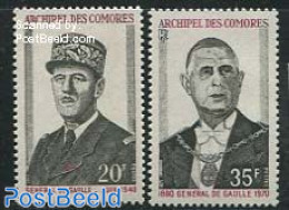 Comoros 1971 Charles De Gaulle 2v, Mint NH, History - Politicians - Isole Comore (1975-...)