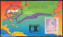 Hong Kong 1992 World Columbian Expo S/s, Mint NH, History - Transport - Explorers - Philately - Ships And Boats - Nuovi