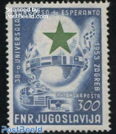 Yugoslavia 1953 Esperanto Congress Airmail 1v, Unused (hinged), Science - Esperanto And Languages - Nuevos