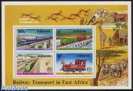 Kenia 1976 Railways S/s, Mint NH, Transport - Railways - Art - Bridges And Tunnels - Trains