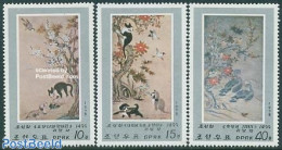 Korea, North 1978 Animal Paintings 3v, Mint NH, Nature - Cats - Dogs - Art - Paintings - Corée Du Nord