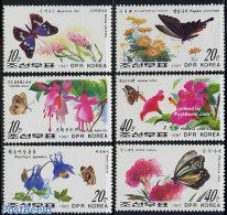 Korea, North 1987 Butterflies & Flowers 6v, Mint NH, Nature - Butterflies - Flowers & Plants - Corea Del Norte