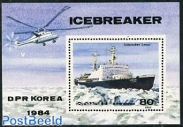 Korea, North 1984 Icebreaker S/s, Mint NH, Science - Transport - The Arctic & Antarctica - Helicopters - Ships And Boats - Helikopters