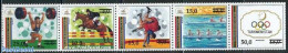 Turkmenistan 1993 Olympic Games Barcelona 5v [::::], Overprints, Mint NH, Nature - Sport - Horses - Kayaks & Rowing - .. - Canottaggio