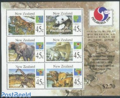 New Zealand 1994 Philakorea, Mammals S/s, Mint NH, Nature - Animals (others & Mixed) - Bears - Elephants - Philately - Unused Stamps