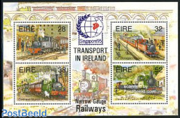 Ireland 1995 Singapore 95 S/s, Mint NH, Transport - Philately - Railways - Ongebruikt