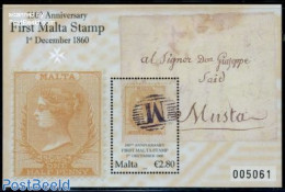 Malta 2010 First Malta Stamp S/s, Mint NH, Stamps On Stamps - Postzegels Op Postzegels