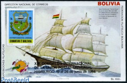 Bolivia 1984 World Postal Congress S/s, Mint NH, History - Transport - Coat Of Arms - Ships And Boats - Bateaux