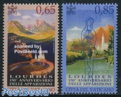 Vatican 2008 Lourdes 2v, Mint NH, Religion - Sport - Churches, Temples, Mosques, Synagogues - Religion - Mountains & M.. - Ongebruikt