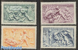 France 1949 Four Seasons 4v, Mint NH, Nature - Cattle - Art - Sculpture - Ongebruikt