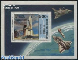 Congo Republic 1985 Expo 85 Overprint  S/s, Mint NH, Transport - Space Exploration - Altri & Non Classificati