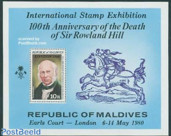 Maldives 1980 London 1980 S/s, Mint NH, Nature - Horses - Post - Sir Rowland Hill - Poste