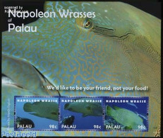 Palau 2011 Napoleon Fish 3v M/s, Mint NH, Nature - Fish - Poissons