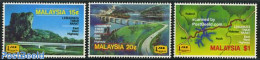 Malaysia 1983 East-West Highway 3v, Mint NH, Various - Maps - Art - Bridges And Tunnels - Geographie