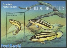 Central Africa 2001 Cichlide Bretteur S/s, Mint NH, Nature - Fish - Fische