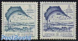 Colombia 1988 Airmail Express 2v, Mint NH, Nature - Fish - Peces