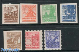 Germany, DDR 1946 Mecklenburg-Vorpommern, Definitives 7v, Thick Pape, Mint NH, Various - Agriculture - Mills (Wind & W.. - Ungebraucht