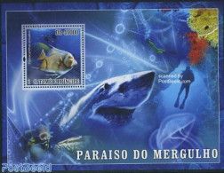 Sao Tome/Principe 2007 Diving S/s, Mint NH, Nature - Sport - Fish - Diving - Sharks - Poissons