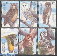 Saint Vincent 2001 Owls 6v, Mint NH, Nature - Birds - Birds Of Prey - Owls - St.Vincent (1979-...)