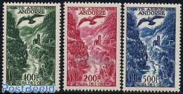 Andorra, French Post 1955 Airmail Definitives 3v, Unused (hinged), Nature - Birds - Unused Stamps