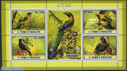 Sao Tome/Principe 2007 Birds 4v M/s (scouting Logo On Tab), Mint NH, Nature - Sport - Birds - Scouting - Sao Tomé Y Príncipe