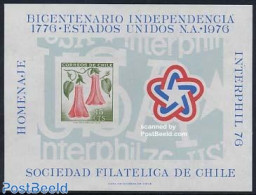 Chile 1976 US Independence Imperforated S/s, Mint NH, History - Nature - US Bicentenary - Flowers & Plants - Cile