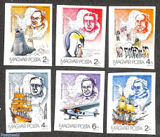 Hungary 1987 Antarctica 6v Imperforated, Mint NH, Nature - Science - Transport - Various - Birds - Dogs - Penguins - S.. - Nuevos