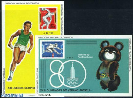 Bolivia 1980 Olympic Games Moscow 2 S/s, Mint NH, Sport - Stamps On Stamps - Briefmarken Auf Briefmarken