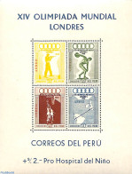 Peru 1948 Olympic Games S/s, Mint NH, Sport - Various - Basketball - Olympic Games - Shooting Sports - Maps - Pallacanestro