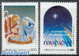 Uruguay 1992 Christmas 2v, Mint NH, Religion - Christmas - Noël