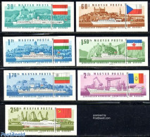 Hungary 1967 Danube Commission 7v Imperforated, Mint NH, History - Transport - Europa Hang-on Issues - Flags - Ships A.. - Nuevos