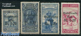 Venezuela 1943 Habilitado Overprints 4v, Unused (hinged), Nature - Transport - Various - Birds - Horses - Ships And Bo.. - Schiffe