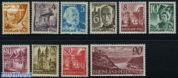 Germany, French Zone 1948 Rheinland-Pfalz, Definitives 10v, Mint NH, Nature - Performance Art - Wine & Winery - Music .. - Wein & Alkohol