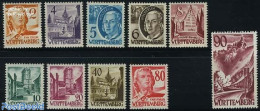Germany, French Zone 1948 Wurttemberg, Definitives 10v, Mint NH, Religion - Cloisters & Abbeys - Art - Authors - Castl.. - Abbayes & Monastères