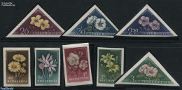 Hungary 1958 Flowers 8v Imperforated, Mint NH, Nature - Flowers & Plants - Nuovi