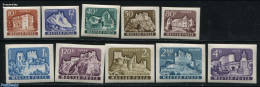 Hungary 1961 Definitives, Castles 10v Imperforated, Mint NH, Art - Castles & Fortifications - Ongebruikt